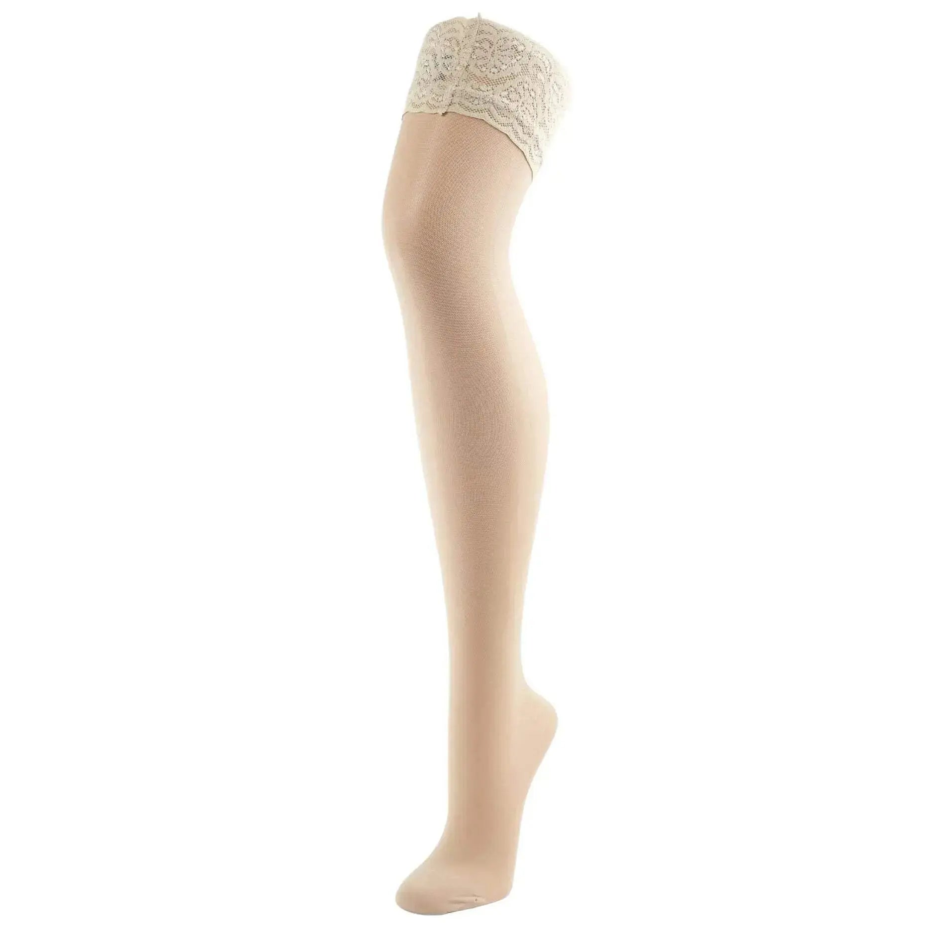 BAHNER Premium Stützstrumpfe Damen halterlose transparent, Strumpfhose, Spitzenstrümpfe, Strümpfen 140 DEN BAHNER Stützstrumpfhosen
