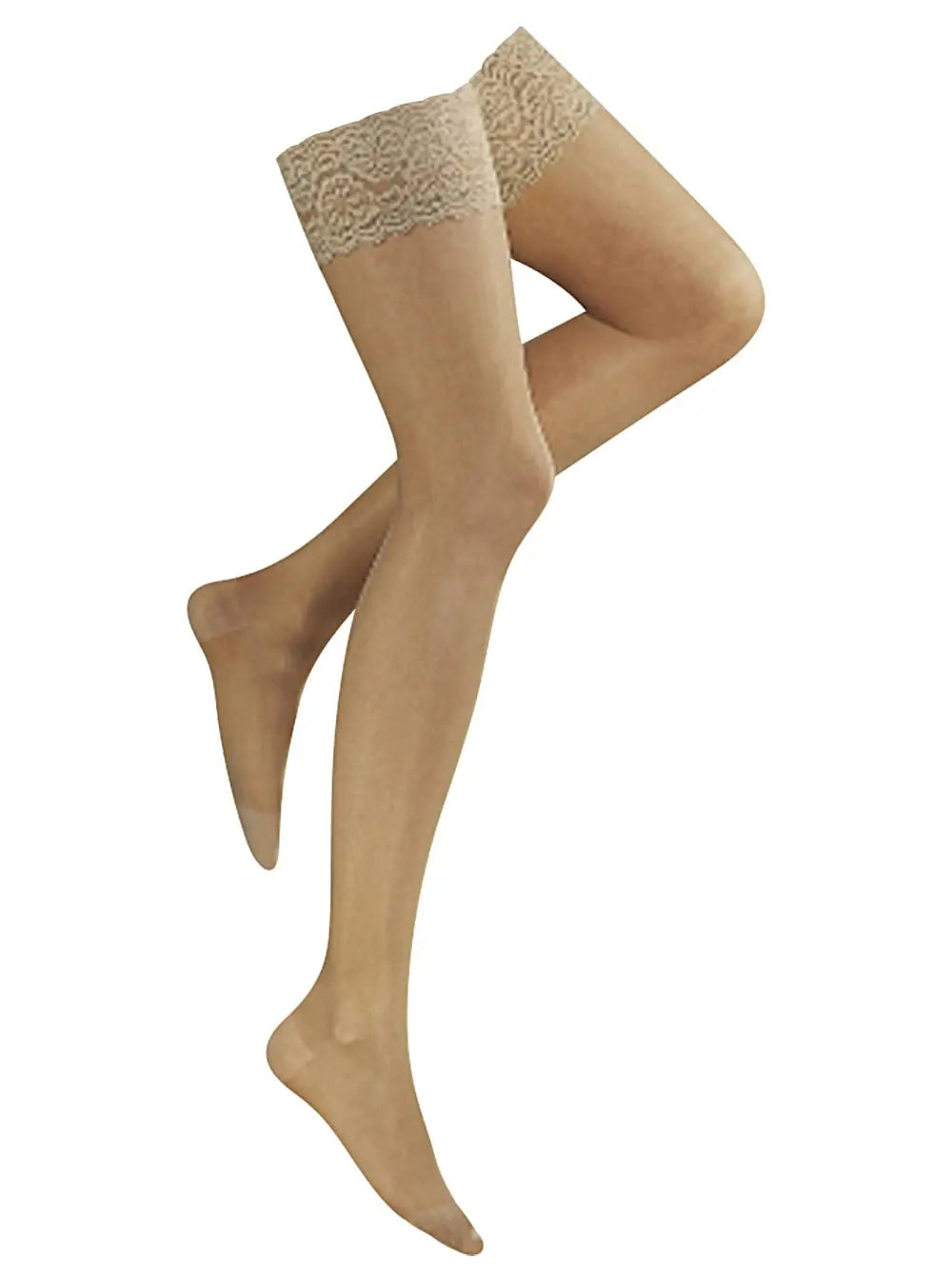 BAHNER Premium Stützstrumpfe Damen halterlose transparente Spitzenstrümpfe, Strümpfen 70 DEN Qualität aus Deutschland BAHNER Stützstrumpfhosen