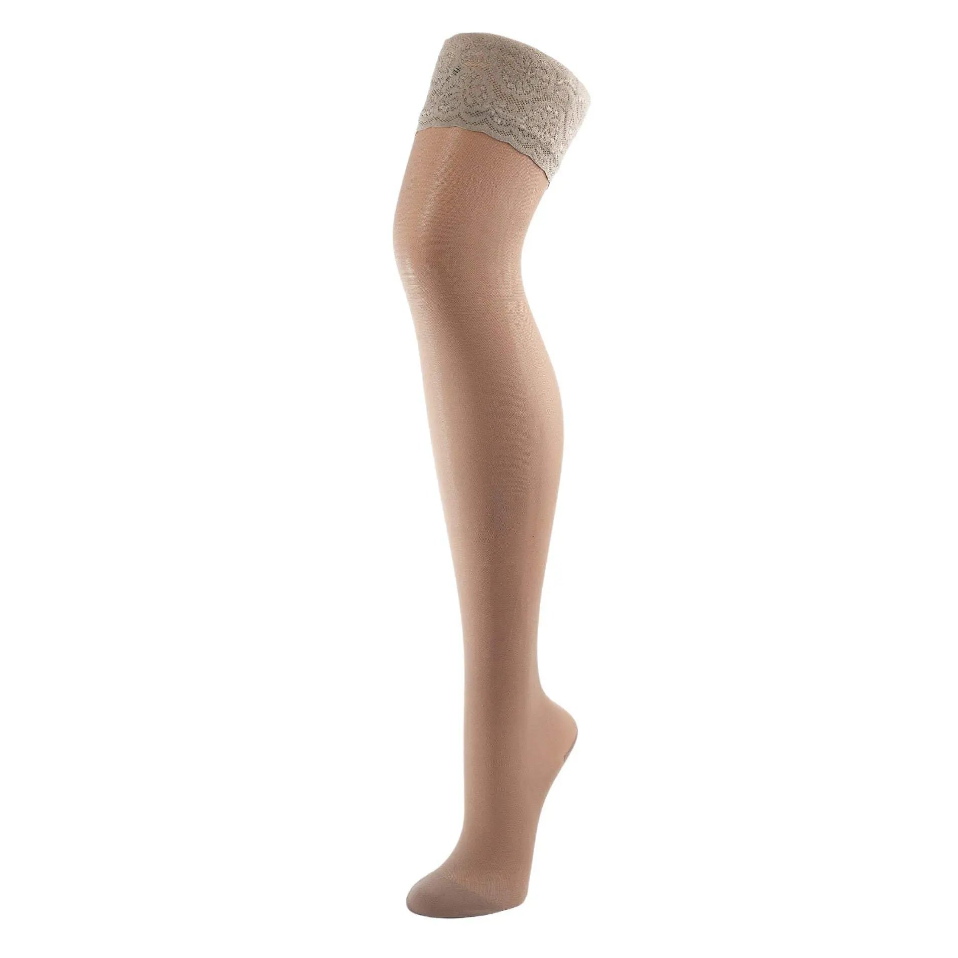 BAHNER Premium Stützstrumpfe Damen halterlose transparent, Strumpfhose, Spitzenstrümpfe, Strümpfen 140 DEN BAHNER Stützstrumpfhosen
